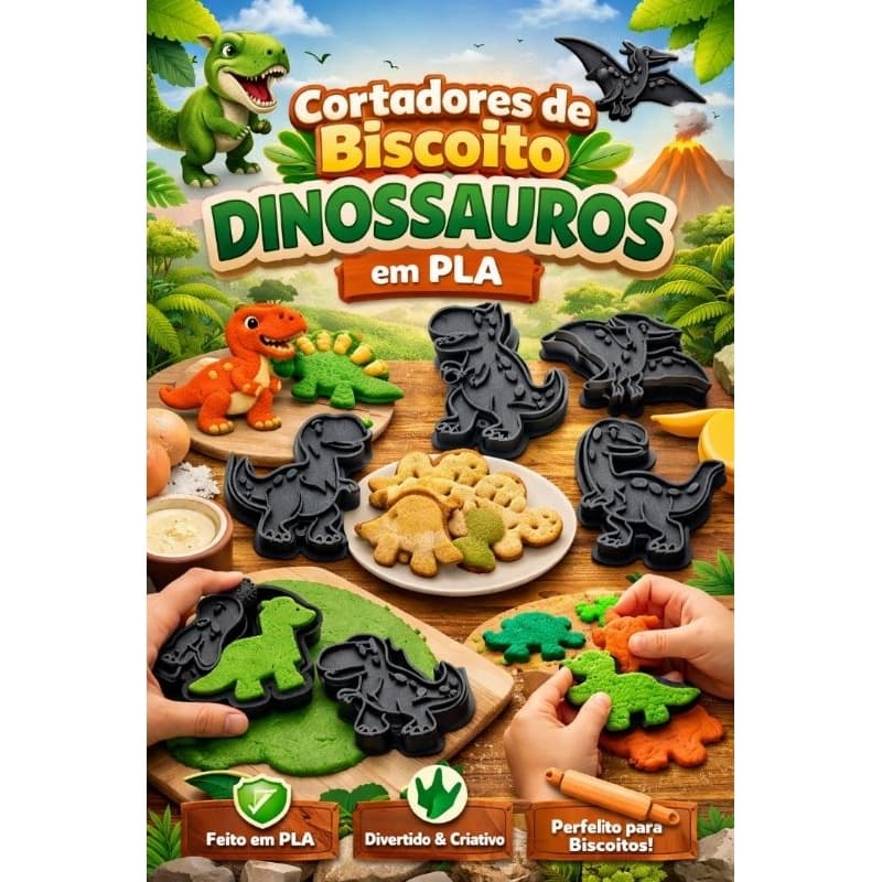 Cortadores de Biscoito e massinha de modelar 🦕