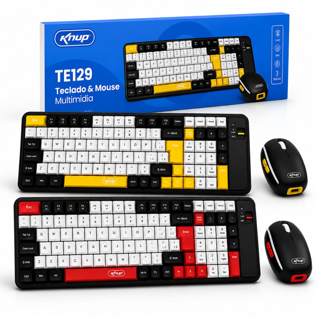 Teclado E Mouse Usb Com Fio Ideal P/ Escritório Pc Notebook Semi Mecanico