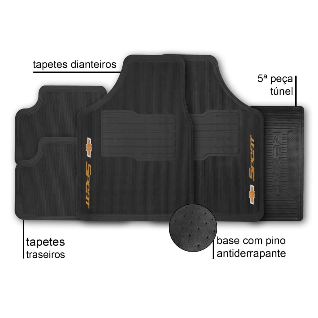 KIT DE TAPETES COMPLETO 5 PEÇAS TAPETE PREMIUM AUTOMOTIVO PERSONALIZADOS BORRACHA