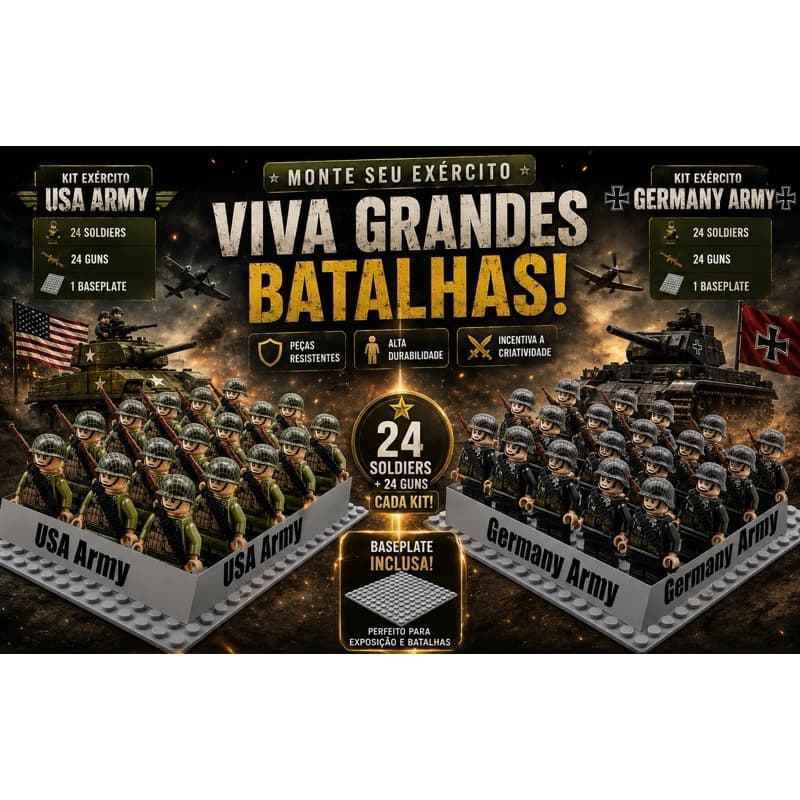 Soldados da segunda guerra, 24 unidades. blocos de montar lego. Alemães e Americanos .