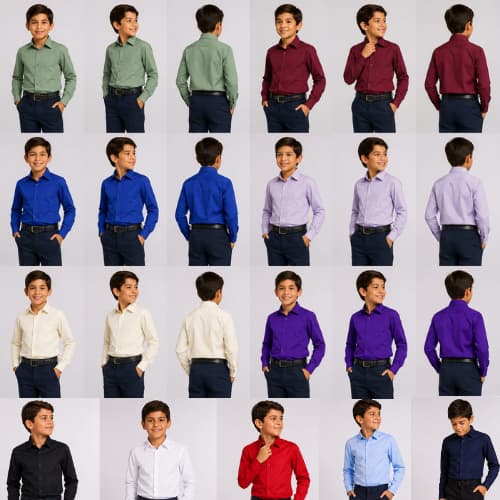 Camisa menino social infantil manga longa slim varias cores roupa criança