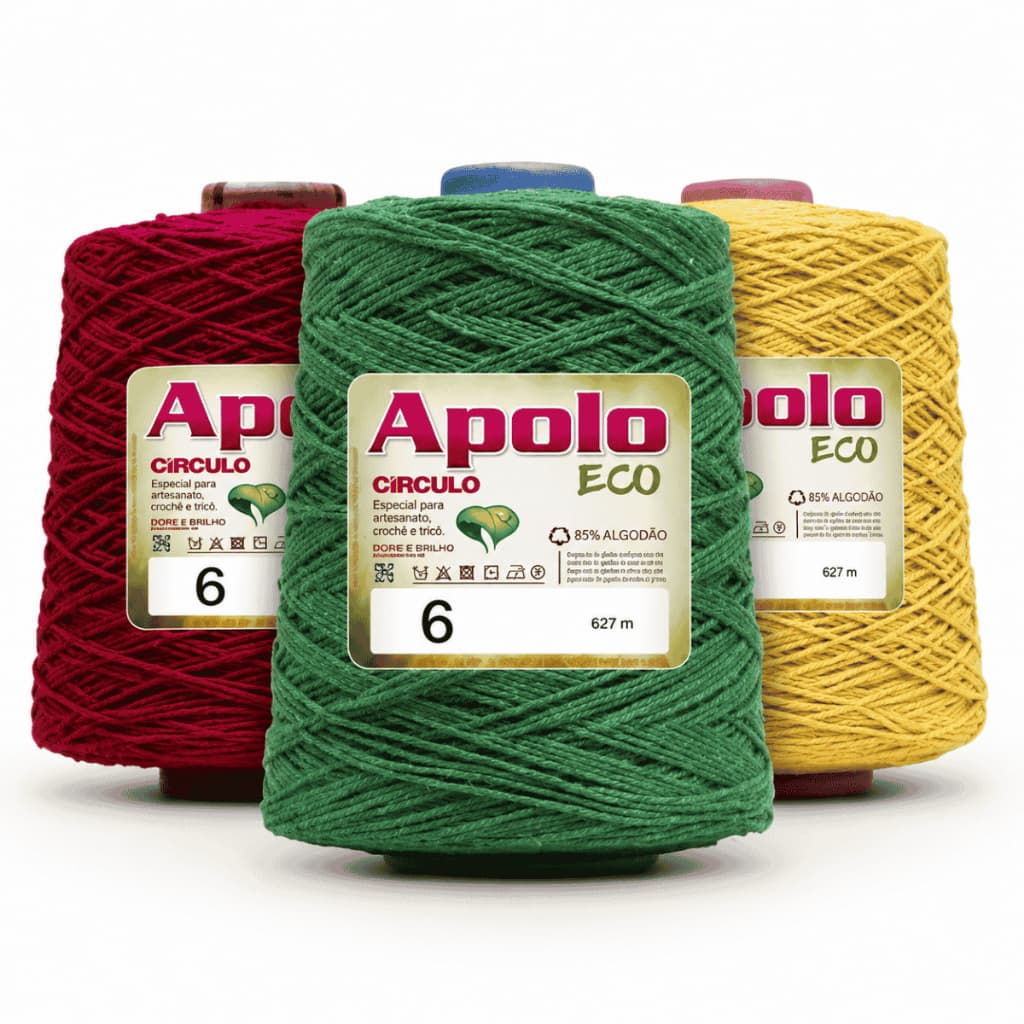 Barbante Circulo Apolo Eco 6 com 627m - Fio para Crochê e Artesanato, Super Resistente