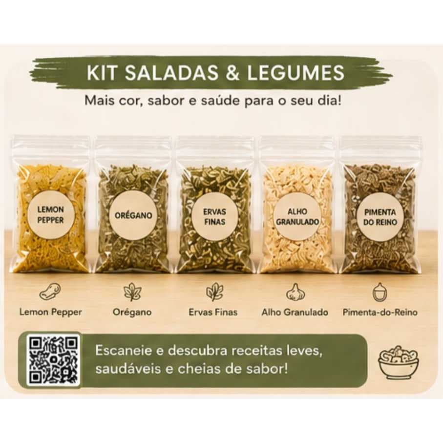 Temperos e condimentos – kit com 5 unidades - Saladas e Legumes - 30g
