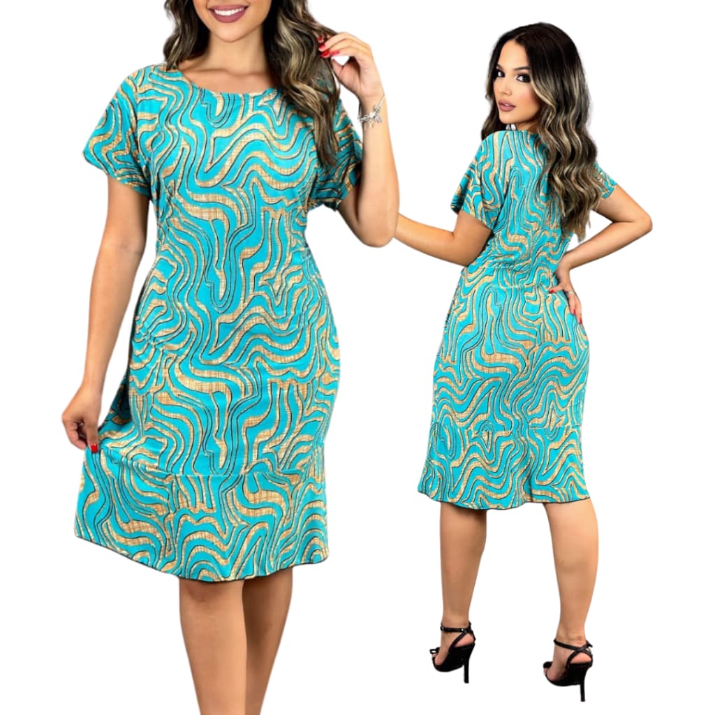 Vestido Feminino Estampado Soltinho Manga Curta | Moda Casual Confortável Para o Dia a Dia