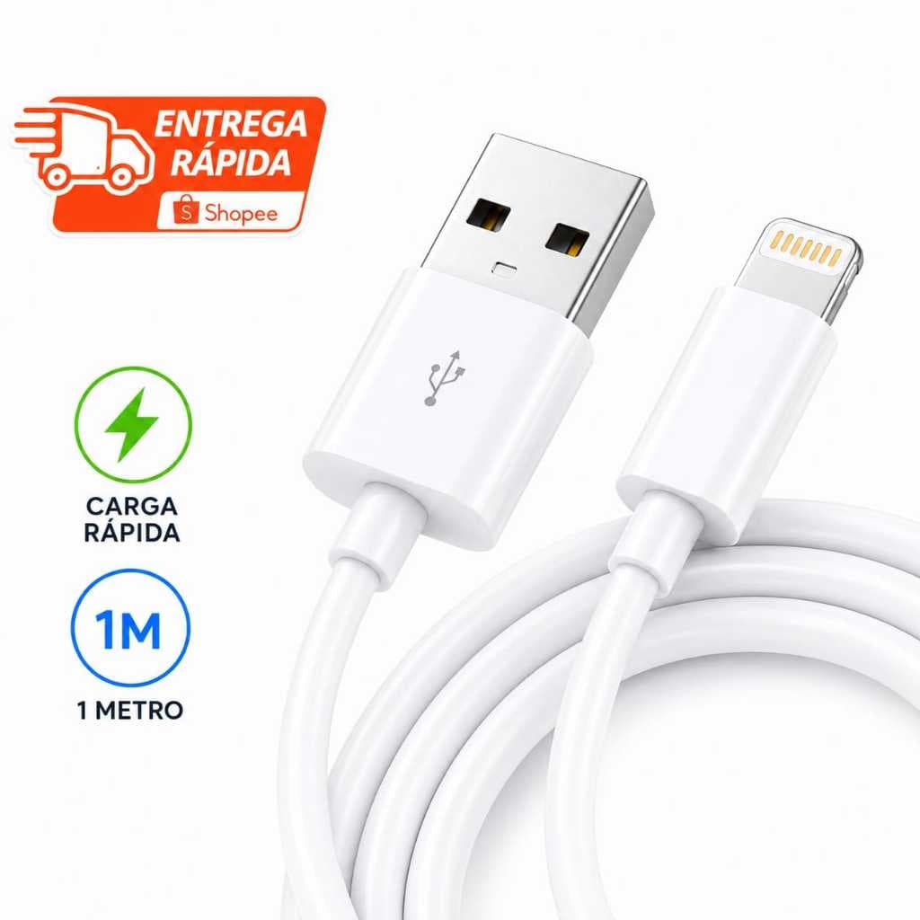 Cabo Iphone Original Lightning 1 Metro Carregamento Rápido modelos IOS 5 ao 14