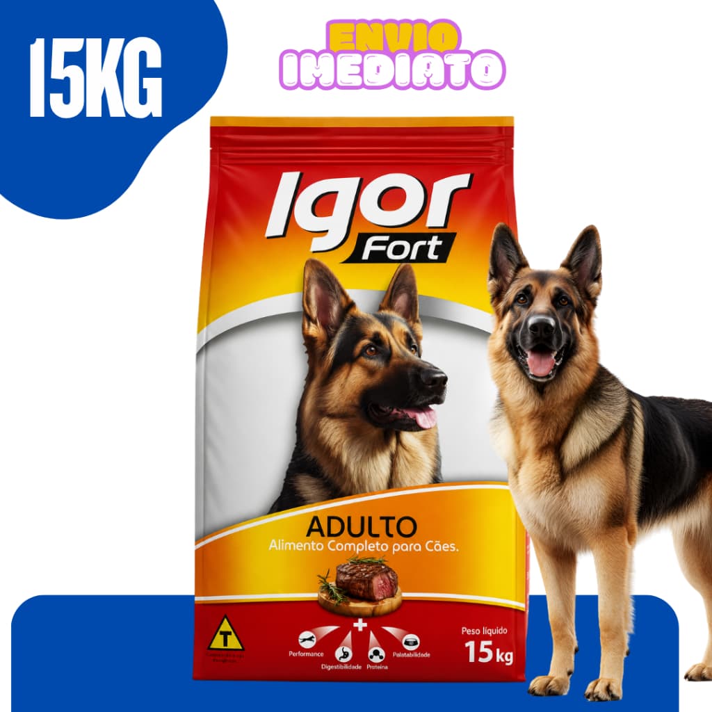 Ração p/caes Igor Fort Adulto Todas as Raças 15kg - Envio Imediato