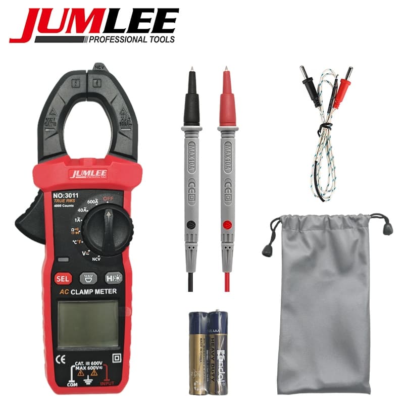 Alicate Amperímetro JUMLEE 3011 True RMS NCV Multímetro Digital Com Bolsa Prova Eletricista ferramentas multimetro