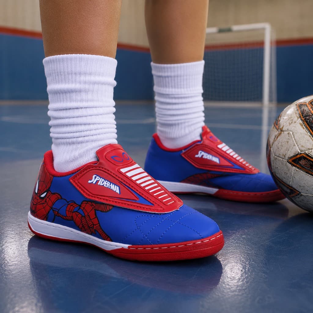 Tênis Futsal Infantil com Velcro Estampa Super-Herói 26 ao 33