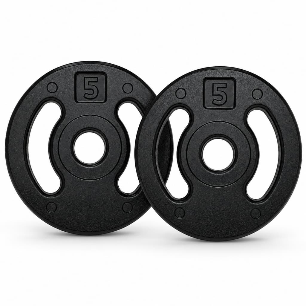 KIT PAR ANILHAS INJETADAS 5KG CADA 100% FERRO REVESTIDAS EM PLÁSTICO PARA MUSCULAÇÃO FITNESS TREINO ACADEMIA
