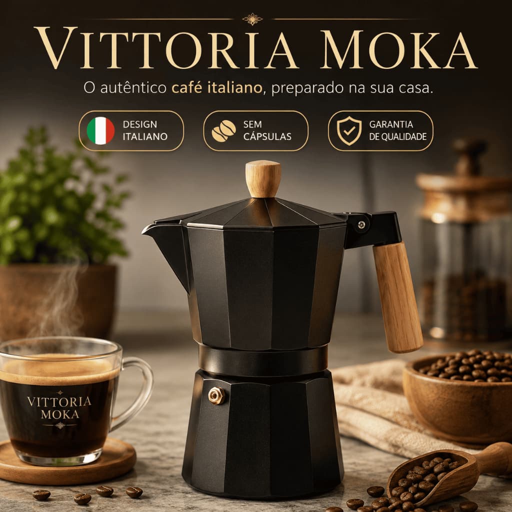 Cafeteira Italiana 6 Xícaras 300ml Alumínio Tipo Moka Café Expresso Sem Cápsulas Vittoria Moka