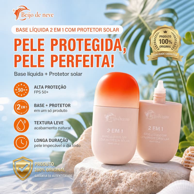 Protetor Solar Facial  Base Líquida Matte de Alta Cobertura FPS 50 Sunless Protetor Solar Facial Efeito 45ml
