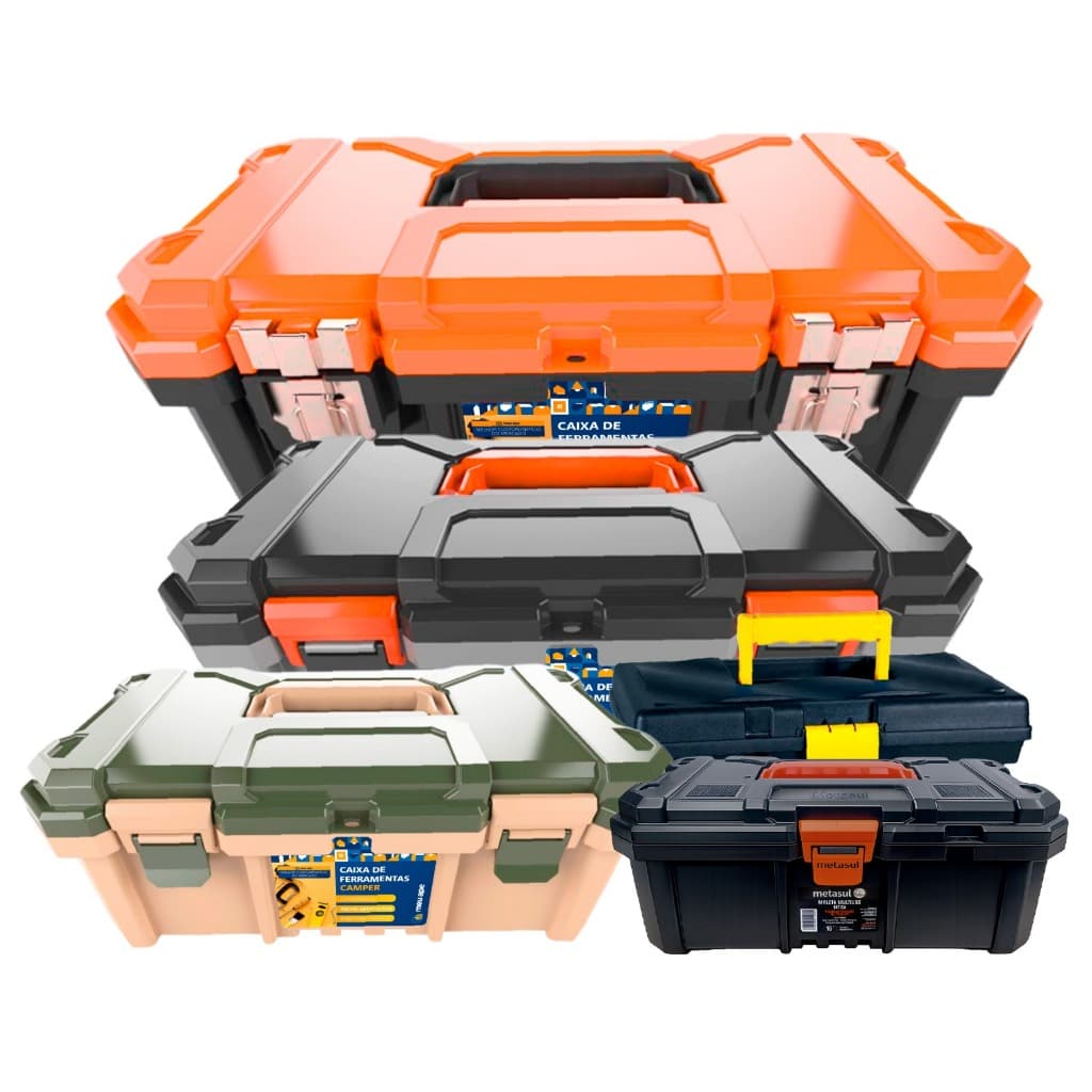 Caixa de Ferramentas 18.3" Reforçada Tática Fecho Metal Maleta Organizadora para Ferramentas e Pesca