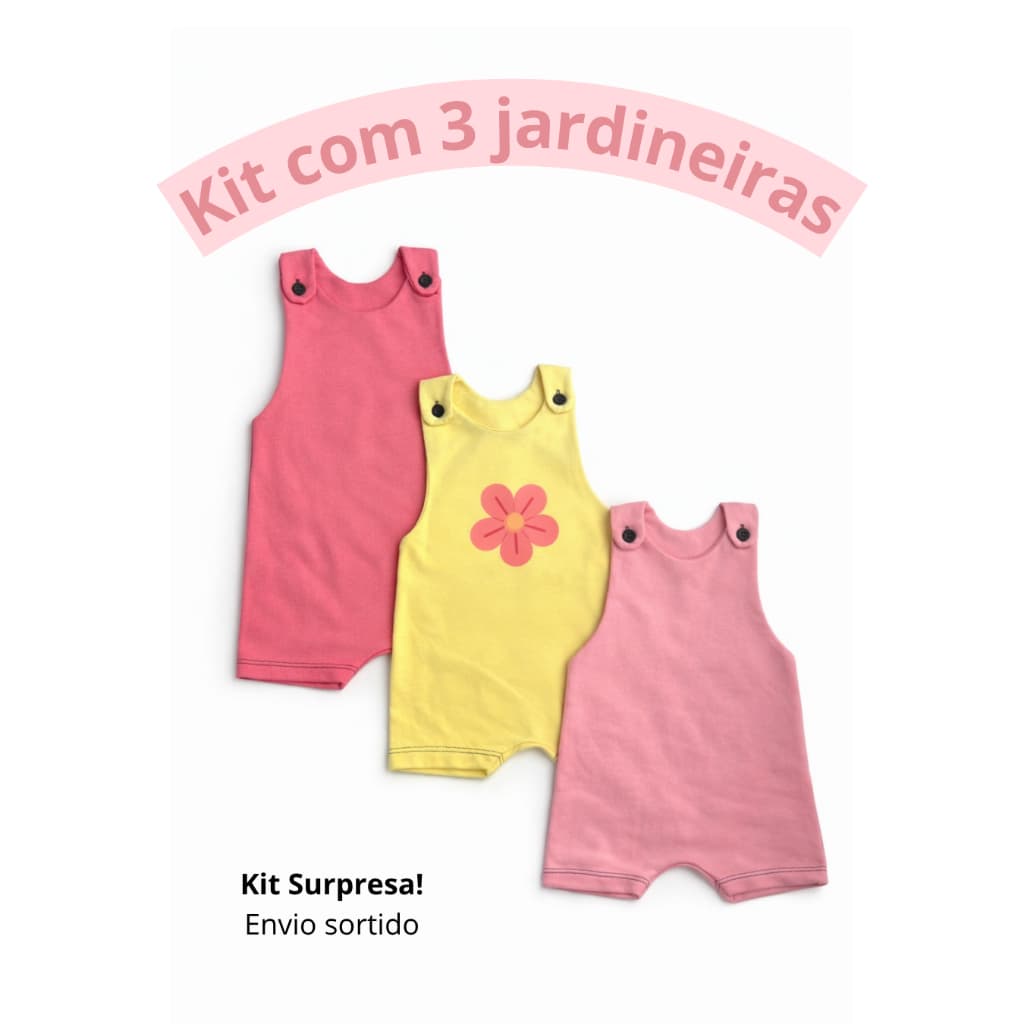 JARDINEIRA MENINA: Kit 3 Jardineiras Bebe Infantil SORTIDO - P ao 3
