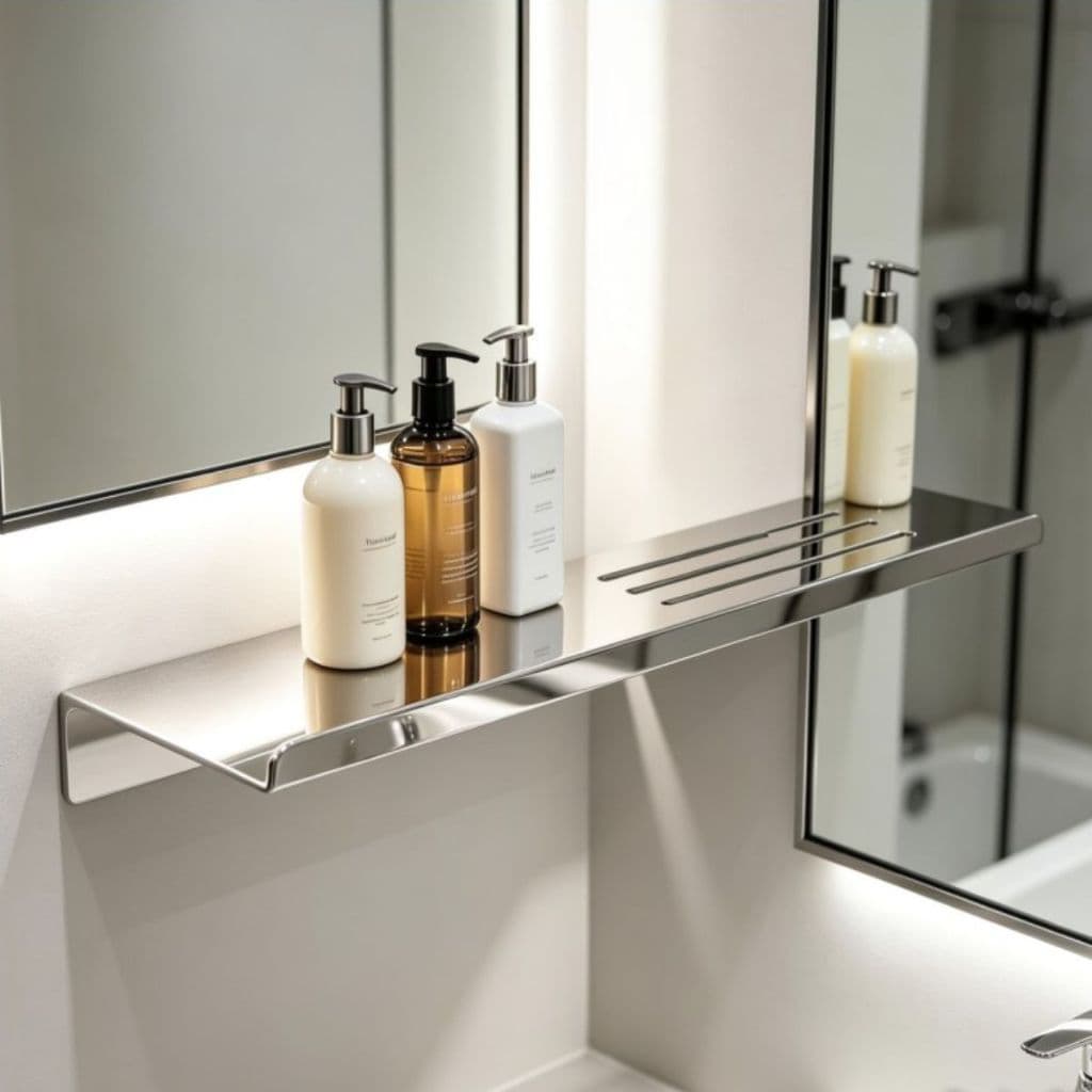 Porta shampoo Prateleira Grega Aço Inox Suporte 30cm Parede Para Banheiro Grego Metal