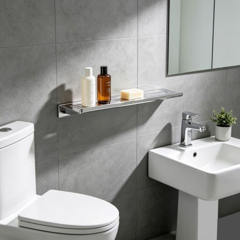Porta shampoo Prateleira Dupla Grega Aço Inox Suporte 40cm Parede Para Banheiro Grego Metal