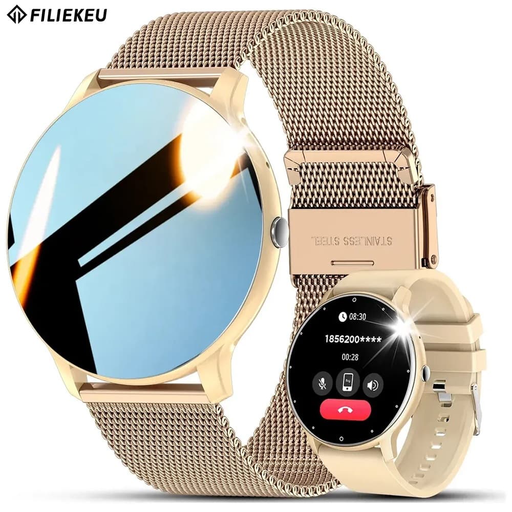 FLK Relógio Smartwatch Chamadas Bluetooth Frequência Cardíaca à prova d'água Smartwatch Relogio