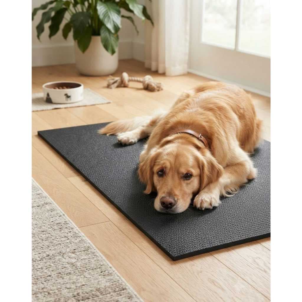 Colchonete Preto para Pets Antiderrapante Confortável Multiuso Base para Descanso, Casinha, Transporte, Treinamento