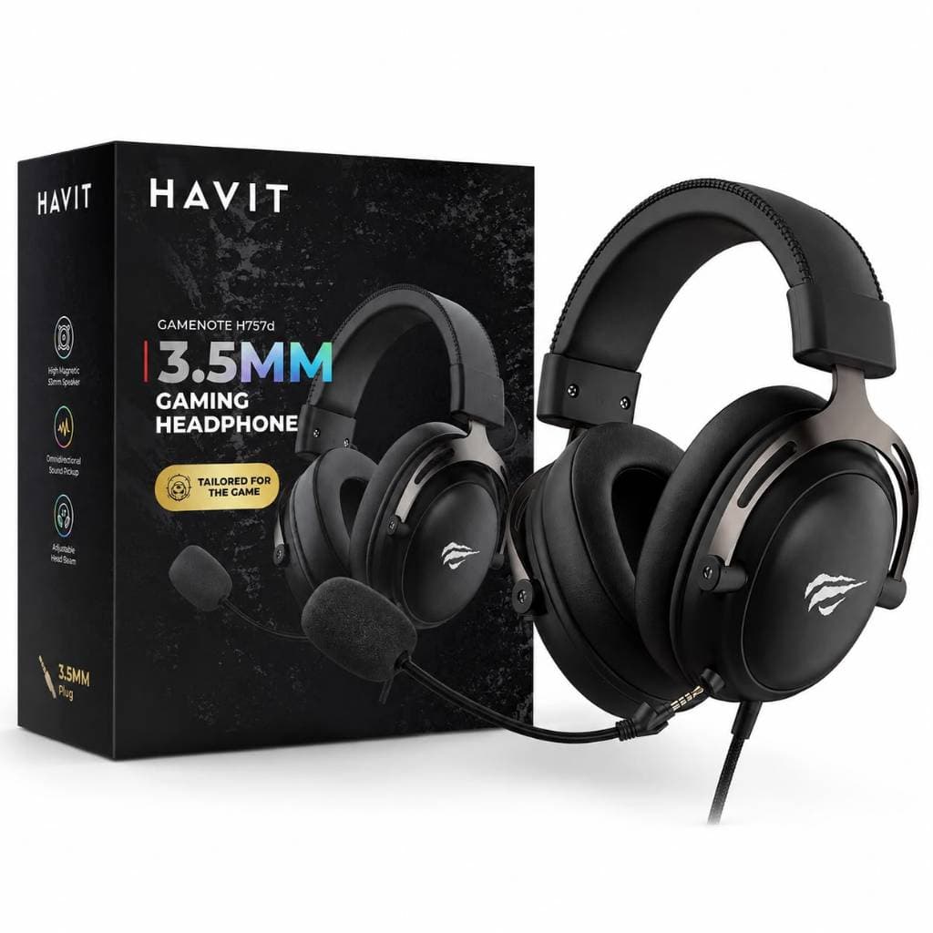 Headset Gamer Havit H757D USB 7.1 com Microfone Removível PC PS4 PS5 Notebook P2 3,5mm