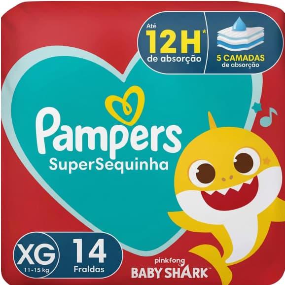 Fralda Descartável Pampers Supersequinha Xg Com 14 Unidades