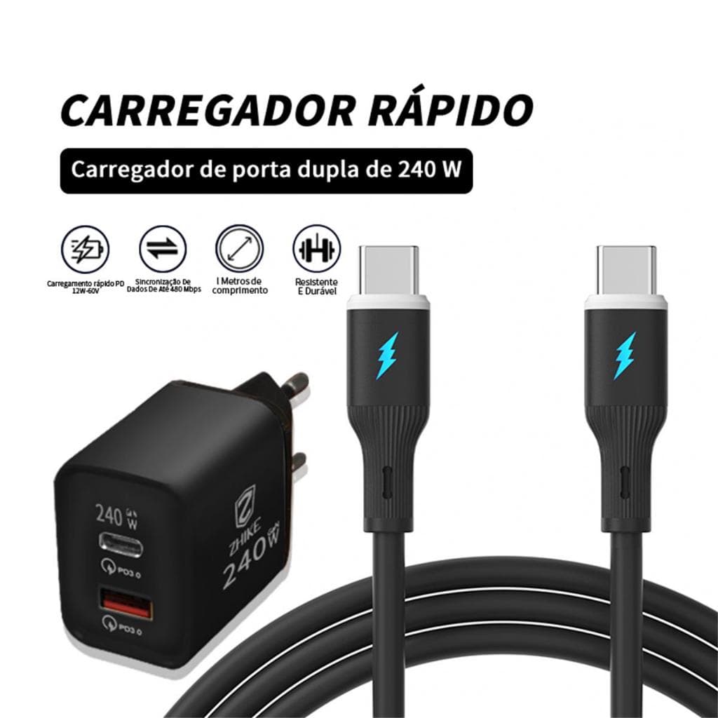 Cabo Carregador Celular Carregamento Rápido Tipo C Para Tipo C iP GaN Adaptador Silicone 1,0M Ultramacio Cabo