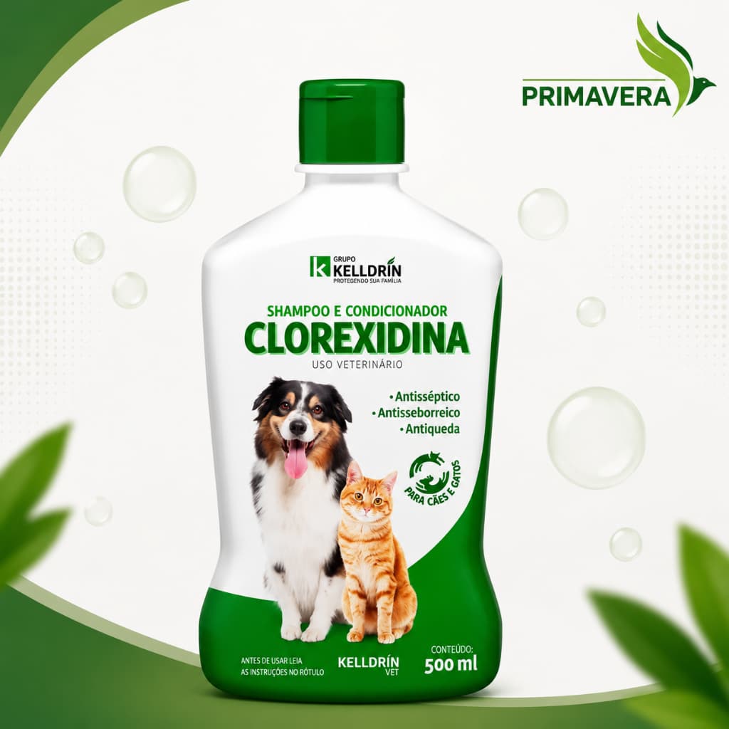Shampoo e Condicionador Clorexidina kelldrin 500ml Dermatologico Para Cachorro