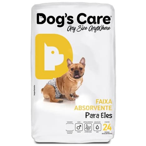 Fralda Higiênica Descartável Cão Macho Dogs Care Tam: P 24un