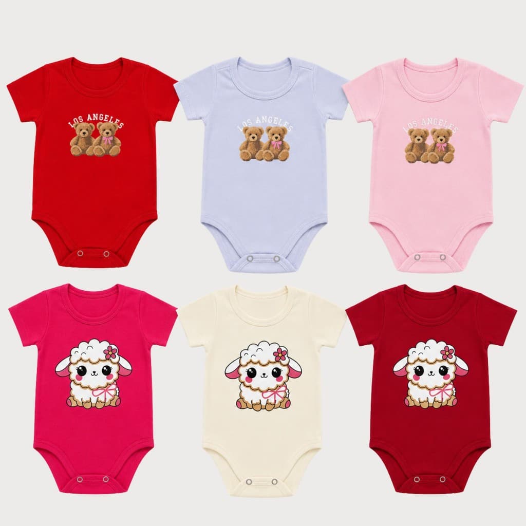 Kit 2 Body Bebê Menina em Algodão Com Estampas Fofas Tam. P M G Envio Sortido Enxoval de Bebê Menina