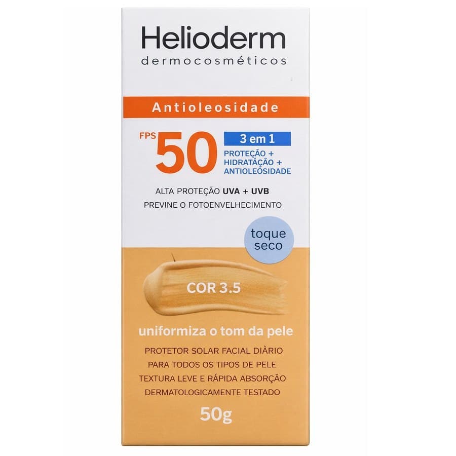 PROTETOR SOLAR HELIODERM FACIAL FPS50 C/COR 3.5 (MÉDIA)