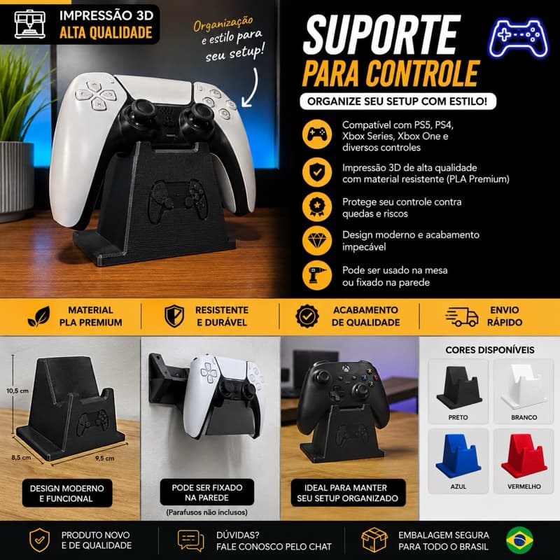 Suporte para Controle de Videogame – Organização e Estilo 🎮