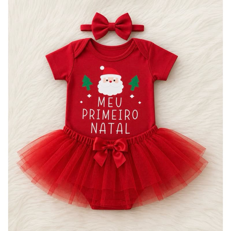 Kit de Roupa de Bebê Natal Body Temático Menina e menino kit 2 Peças