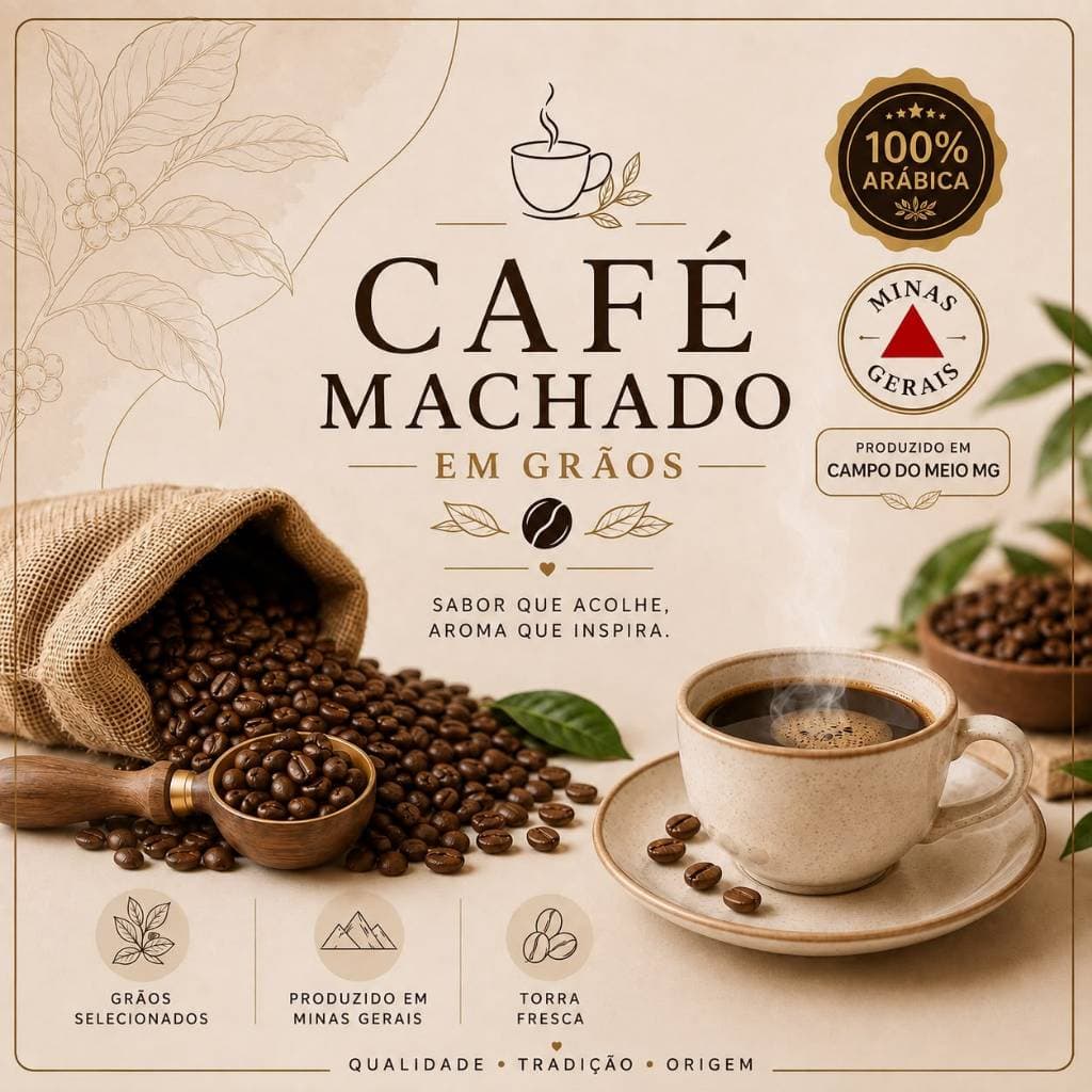 CAFÉ TORRADO EM GRÃOS 100% ARÁBICA