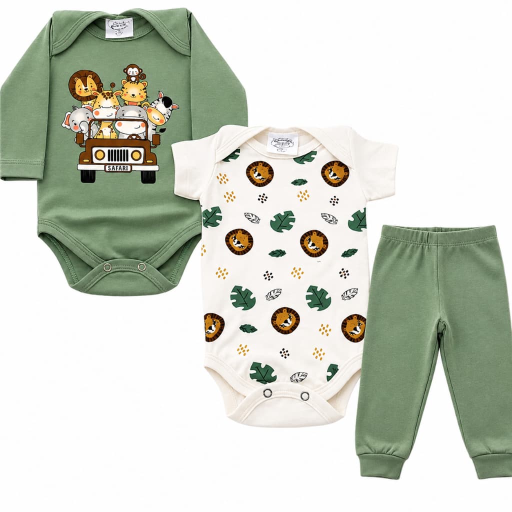 Kit Body Bebê 3 Peças Menina Ou Menino roupas para bebê Conjunto de Bebê