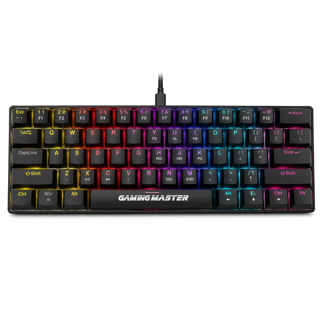 Teclado Mecânico Gamer Spectra Fury KBL88 Switch Azul 60% Anti-ghost Preto Qwerty Rgb