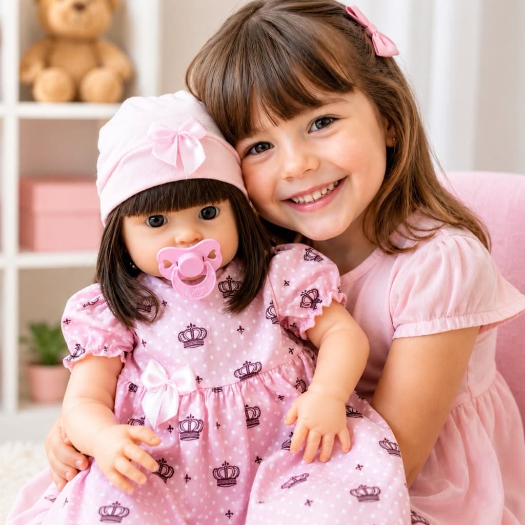 Boneca Bebê Reborn Realista Silicone Corpo Inteiro com Chupeta Mamadeira Fralda Kit Completo Love Reborn Realista