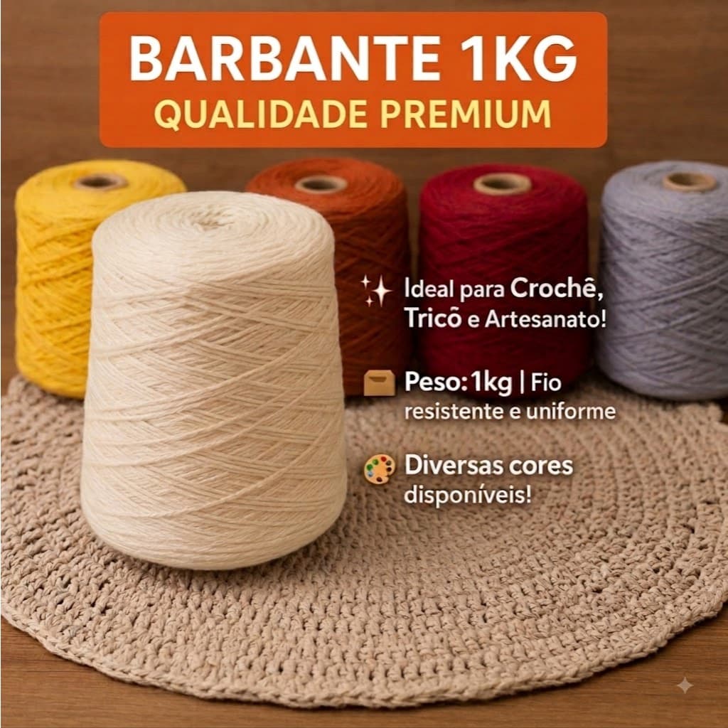 Barbantes 1kg Fio 6 ou Fio 8 Linha Ideal Para Crochê Não Desbota e Não Mancha