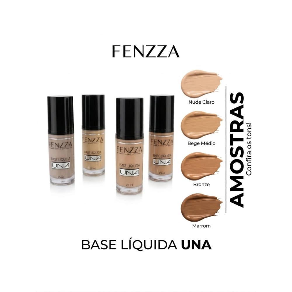 Base líquida Fenzza Una cobertura média efeito matte secagem rápida 25ml