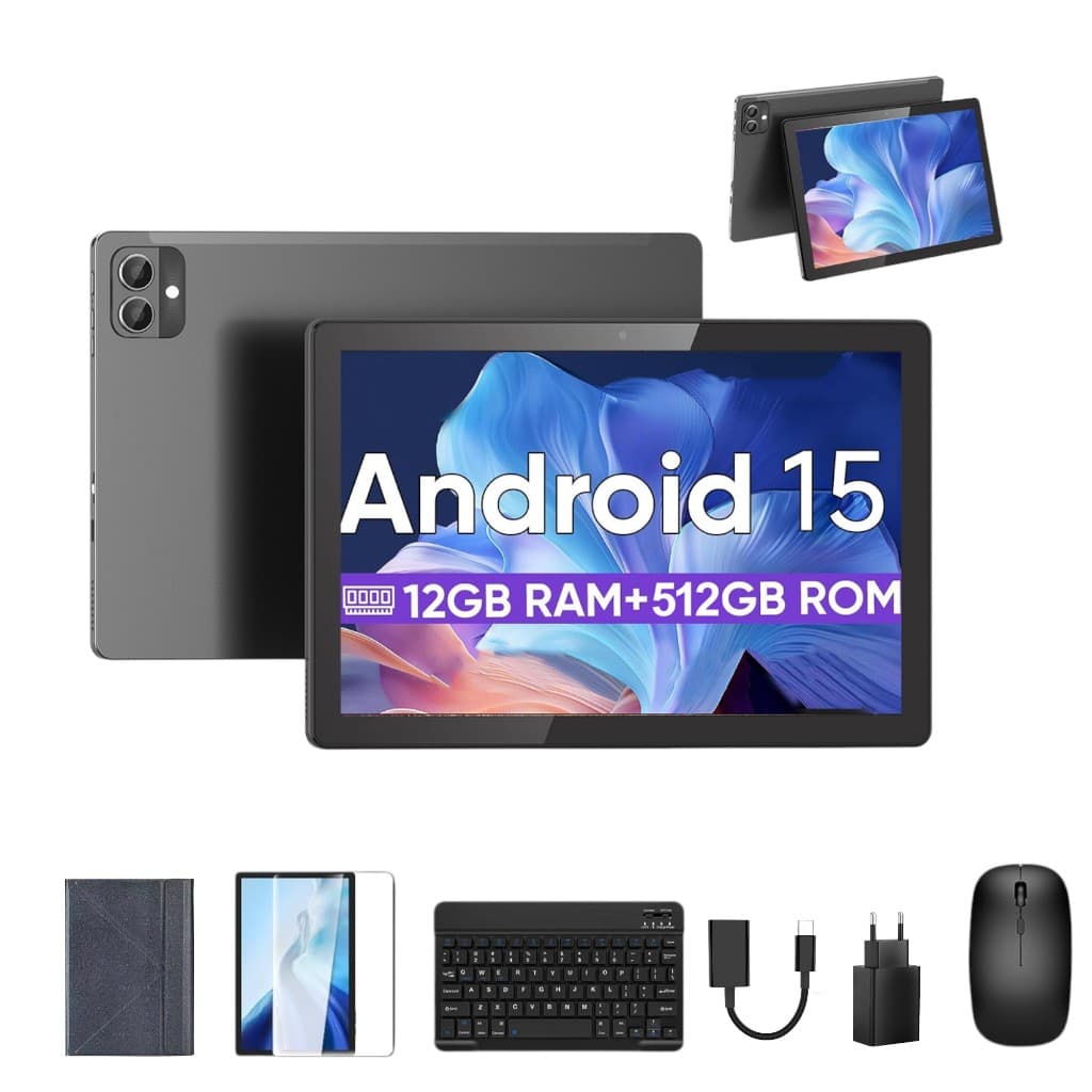 Tablet PAD 12 PRO,Android 15, 10.1" Tablet, 512GB ROM+12GB RAM,10000mAh, Versão WiFi