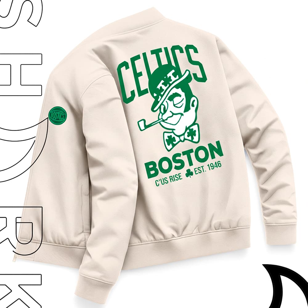 Jaqueta Masculina Bomber Masculina Esportiva Estilo Basquete Americano Boston Simbolos Jogo Moda Gringa