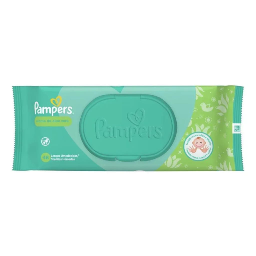Lenços Umedecidos Aloe Vera Pampers com 48 unidades