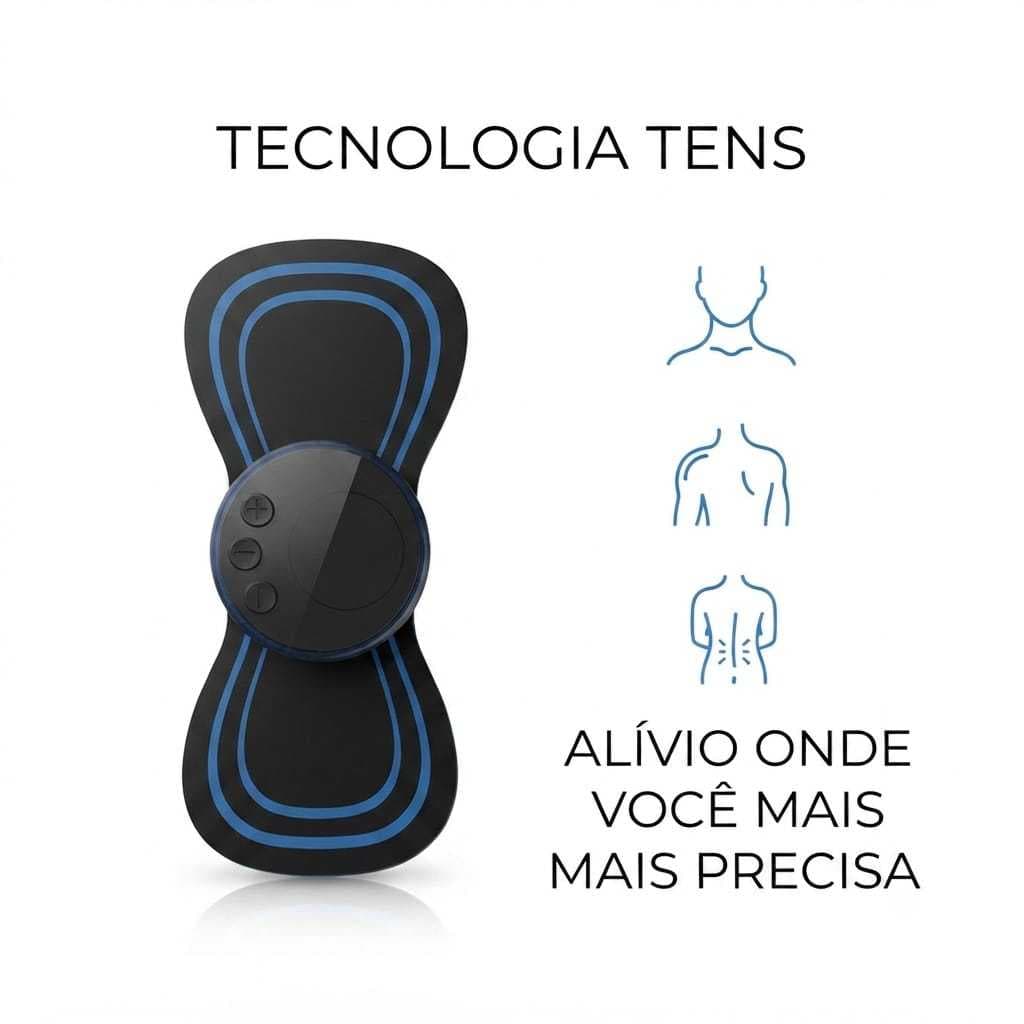 Mini Massageador Elétrico Portátil Corporal TENS Alívio de Dores Musculares Pescoço Costas Smart Alívio Imediato