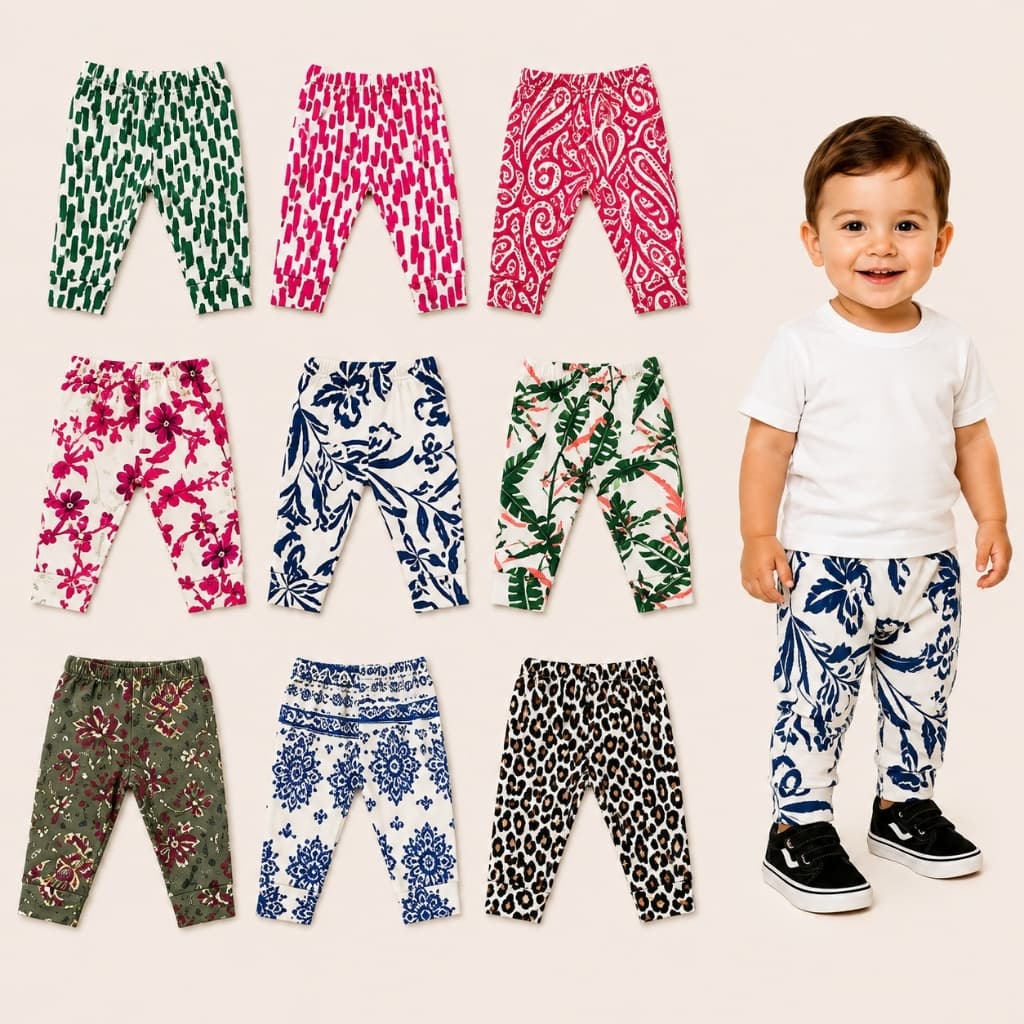 Kit 5 Calças Mijão Bebê Canelado 100% Algodão Culote Enxoval Menino Menina Roupinha Macia Confortável Cores Sortidas