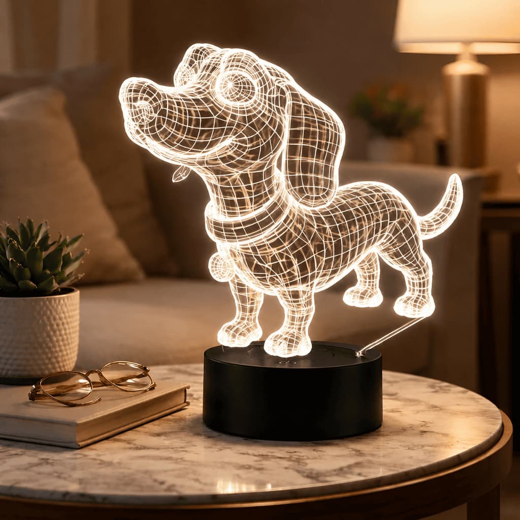 Luminária Led 3d | Basset Cachorro | Abajur Presente Criativo Decoração Multicores