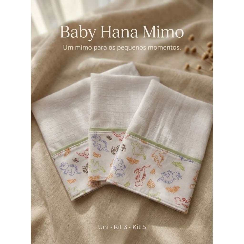 Fralda de Boca Bebê Pano de Boca Premium Macio Enxoval Maternidade Recém Nascido Infantil Baby Hana Mimo Kit 1 3 5