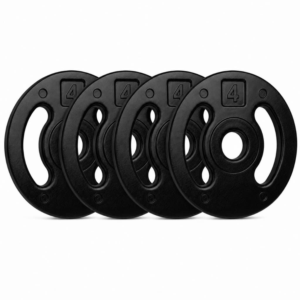 Kit 4 Anilhas Injetadas 4kg 100% Ferro Revestidas Em Plástico Para Musculação Academia Fitness Treino Funcional