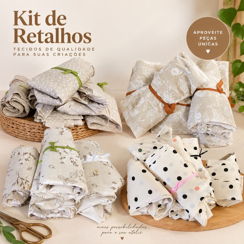 Kit 2 KG de retalhos de Percal  Estampado Grosso para artesanato Patchwork Costura Criativa