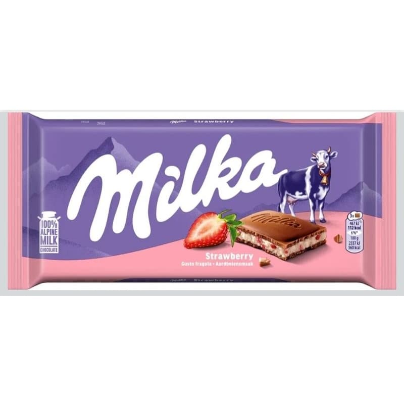 Chocolate Milka Importado Strawberry Iogurte Morango 100g