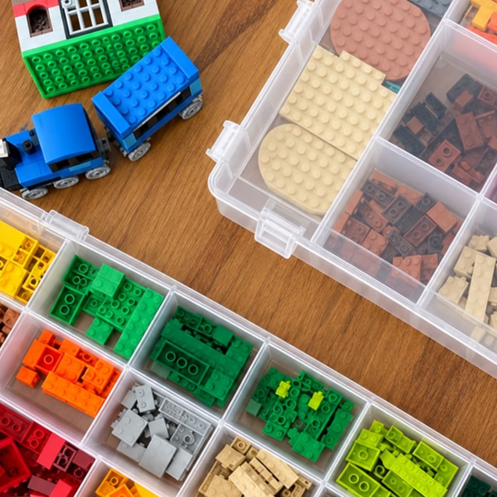 Organizador de LEGO 36 Divisórias Ajustáveis Case Box Transparente para Peças e Blocos de Montar