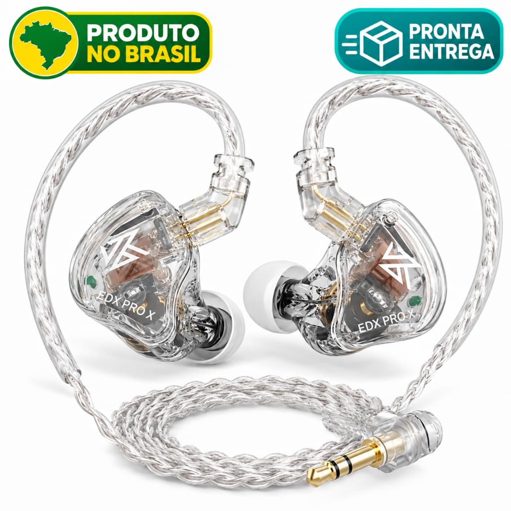 Fone de Ouvido KZ EDX Pro X In Ear Monitor Retorno Palco Gamer P2 3,5mm Cabo Removível Sem Microfone