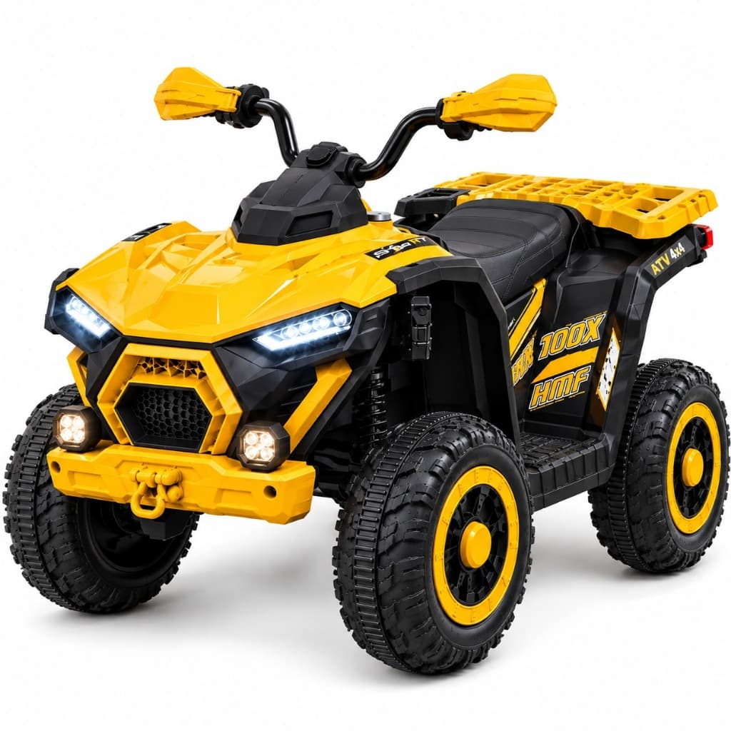 Quadriciclo 4x4 Carrinho Jeep Elétrico Infantil Laranja com Controle Remoto Luzes LED e Som até 30kg