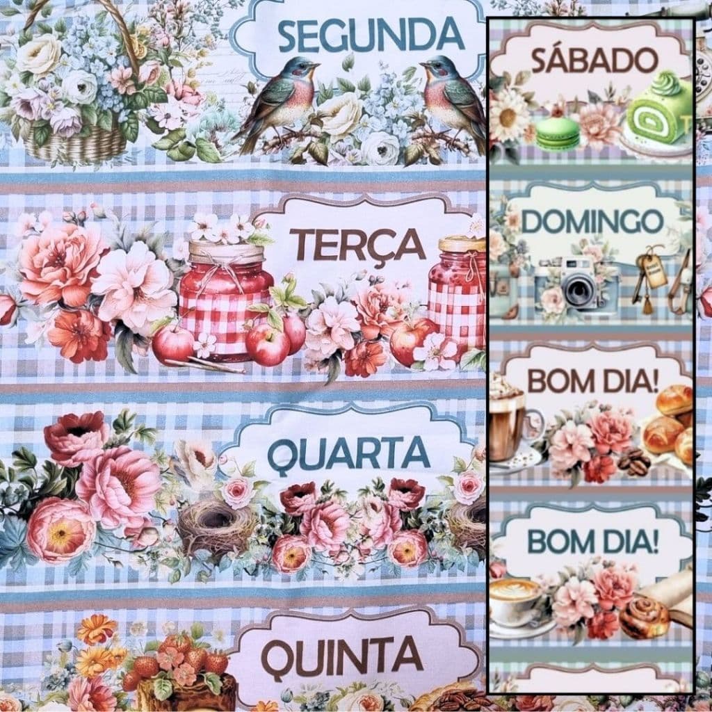 Tecido Patchwork Digital (55 Cm) B Semana Encantada Rv40/91